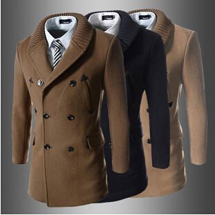 Men Wool Coat 2015 Winter Fashion Foreign Trade Double Breasted Jacket ...