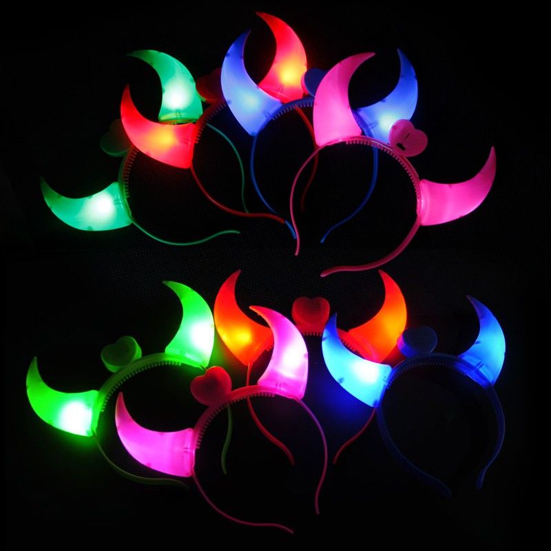 Horn Headband Luminous Headwear LED Flash Light Devil For Halloween