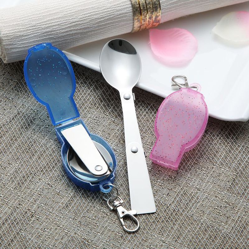 2020 Pocket Folding Spoon With Plastic Box Package Camping Travel