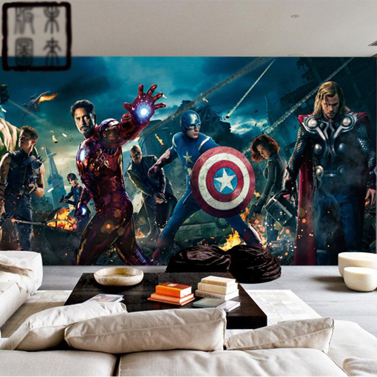 Marvel Avengers Heroes Photo Wallpaper 3D Wall Mural Kids ...