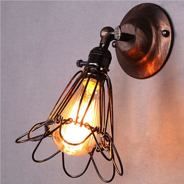2018 New Modern Vintage Birdcage Wall Light Lampshade Metal Industrial Retro Lamp Shade Holder Led For E27 Bulb
