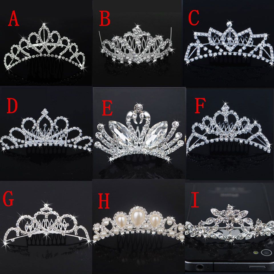 2016 Luxury Different Types Wedding Tiaras Diamond Cryatal Empire Crown ...