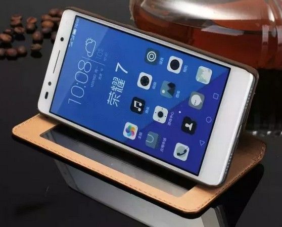 Excellence Pour Huawei Honor 7 Cas De Luxe Coloré D'origine Ultra-Mince Slim Couverture Flip Window Marque Etui En Cuir Véritable Pour Huawei Honor 7