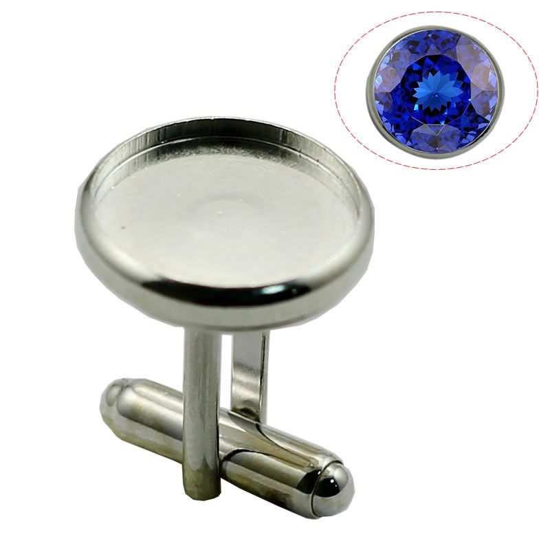 2021 925 Silver Cufflink Base Cuff Link Blanks With Round Bezel Tray For Cabochon And Resin DIY