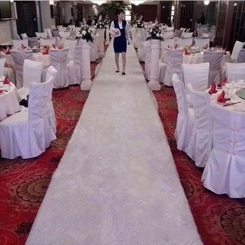 New Arrival 2m Wide X 10 M Rol White Plush Wedding Carpet Aisle