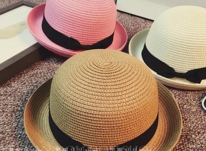 new Summer Fashion  Women Retro Trendy Bowler Derby straw Hat floppy fedora cap 