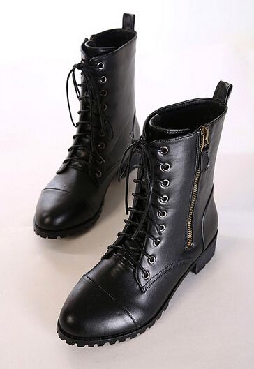 2015 New Winter Plush Lining Black Leather Boot Women Knight Boots ...