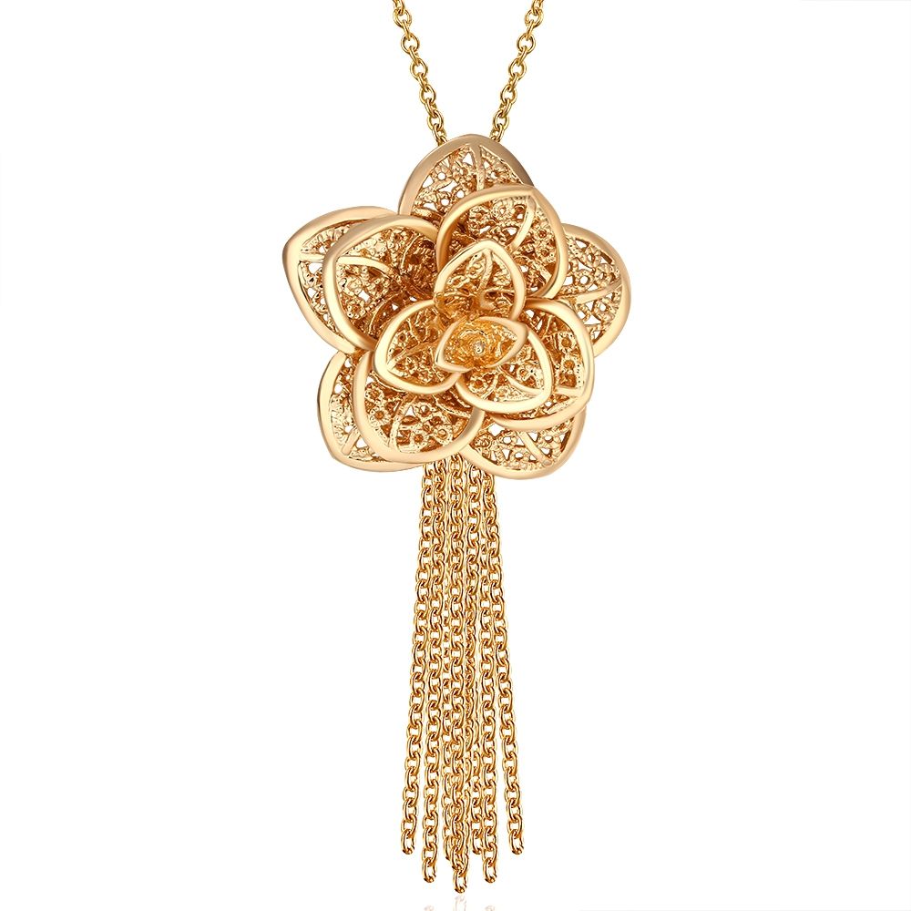 Whole 2018 New Design Beautiful Flower Pendant 18k Gold Plated Whole 2018 New Design Beautiful Flower Pendant 18k Gold Plated Jewelry Fashion Classic Wedding Gift For Woman Top Quality Silver Jewellery