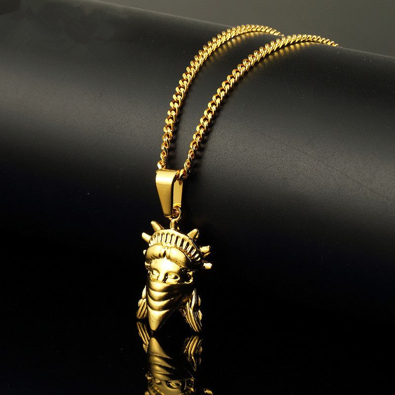 Whole Mens Charms Figure Pendant Necklace Personalized Design Whole Mens Charms Figure Pendant Necklace Personalized Design 18k Gold Plated 60cm Long Chain Rock Micro Hip Hop Fashion Custom Jewelry For Men