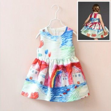 2018 Fashion Design Girls Dresses Colored Drawing Printed Autumn Children Kids Party Baby Clothes Sleeveless Girl Base Dress Skirts Dhl From 2018 Fashion Design Girls Dresses Colored Drawing Printed Autumn Children Kids Party Baby Clothes Sleeveless Girl Base Dress Skirts Dhl From
