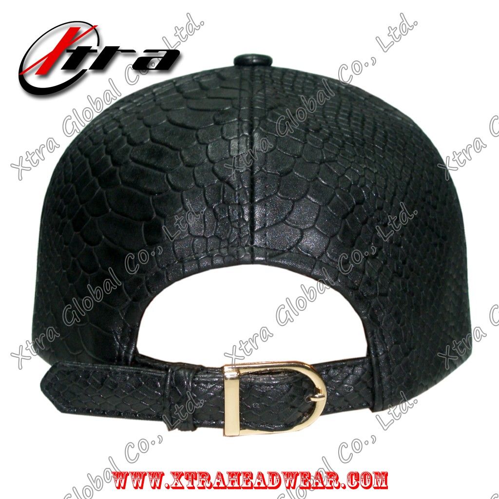plain leather strap back hats