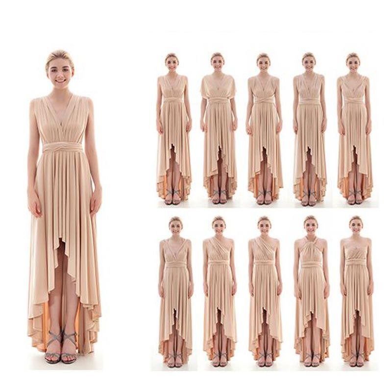 champagne convertible bridesmaid dress