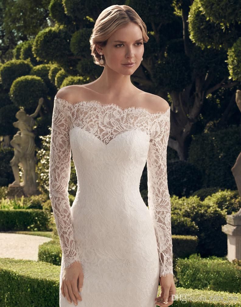 2015 Vestidos de boda de encaje de la vendimia longitud de la rodilla de manga larga