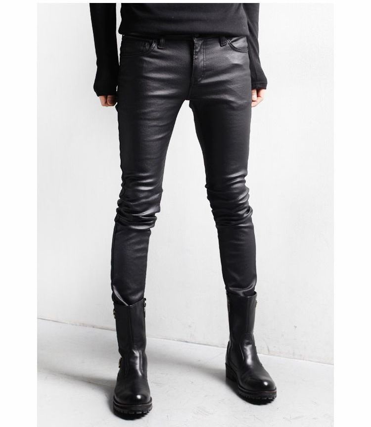 black coated denim jeans