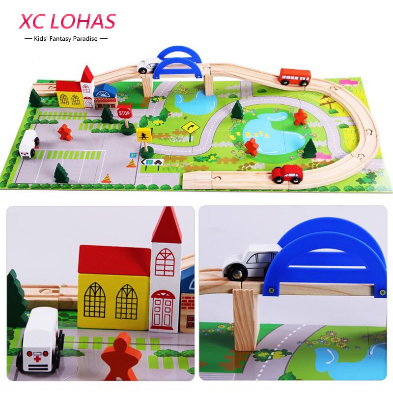 Colorful Wooden Small Train Building Blocks Intellect Educational Blocks Toy