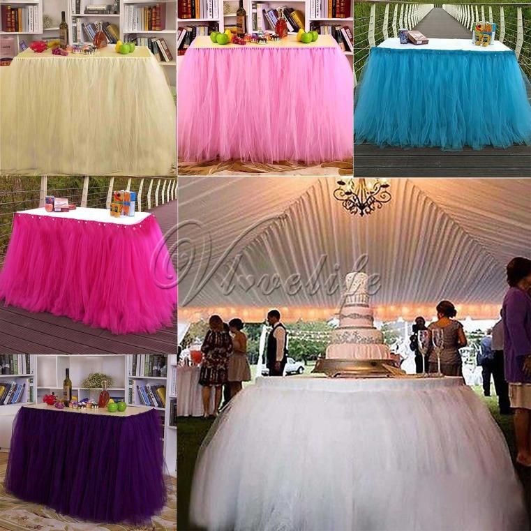2019 Whole New Tulle Tutu Table Skirt Tableware Wedding Party 2019 Whole New Tulle Tutu Table Skirt Tableware Wedding Party Xmas Baby Shower Birthday Decorations White Ivory Pink Purple Blue From Meetamo