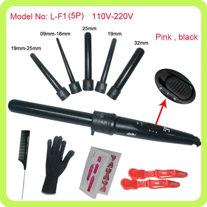 Hot 410F 5 Part Hair Curling Iron Machine 5P Ceramic Hair Curler Set 5 Sizes 09 32mm Curling