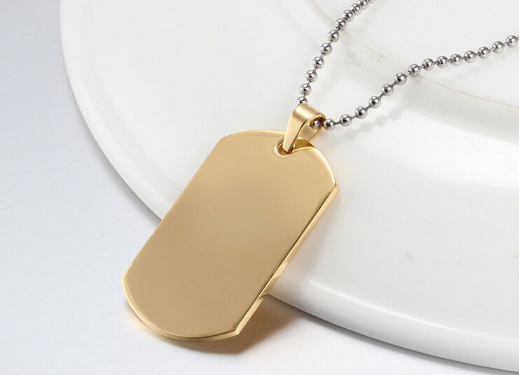 Wholesale Stainless Steel Personalized Dog Tag Necklace 18K Gold Plated