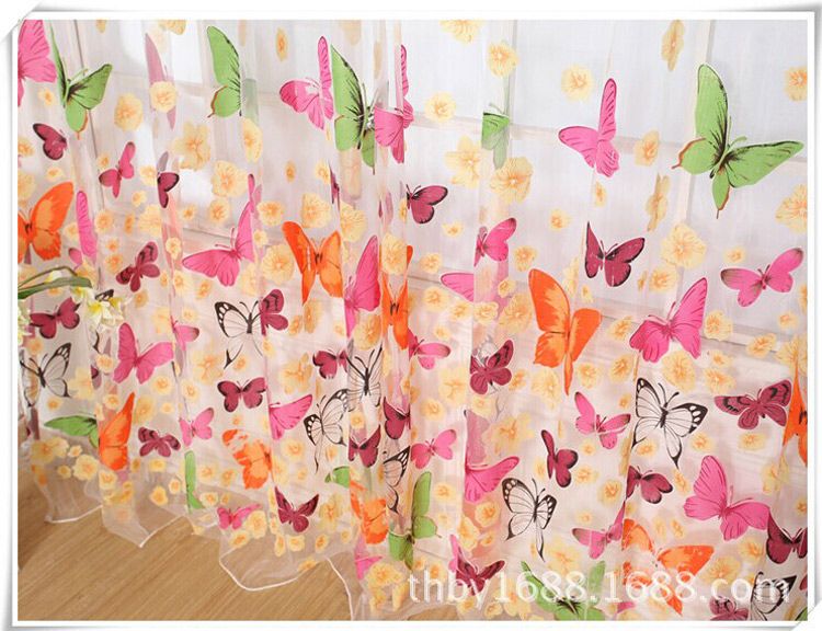 Burnout Butterfly Child Sheer Curtains For Baby Room Window