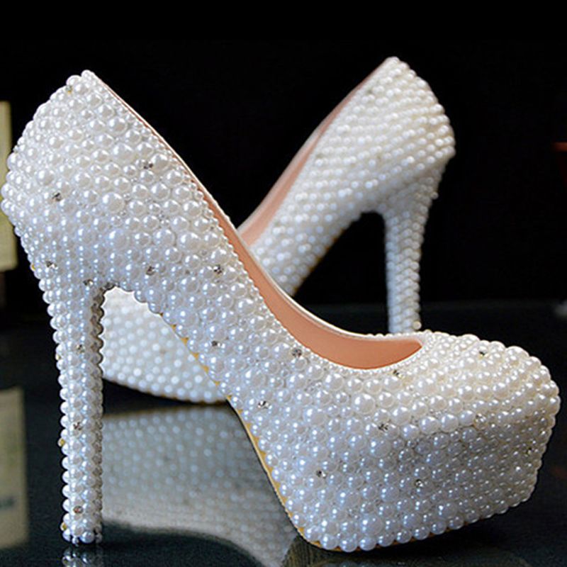 pearl white wedding shoes