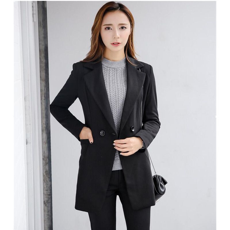 2020 Autumn And Winter Woman Dress Suit Jackets+Pants Female Cultivate ...