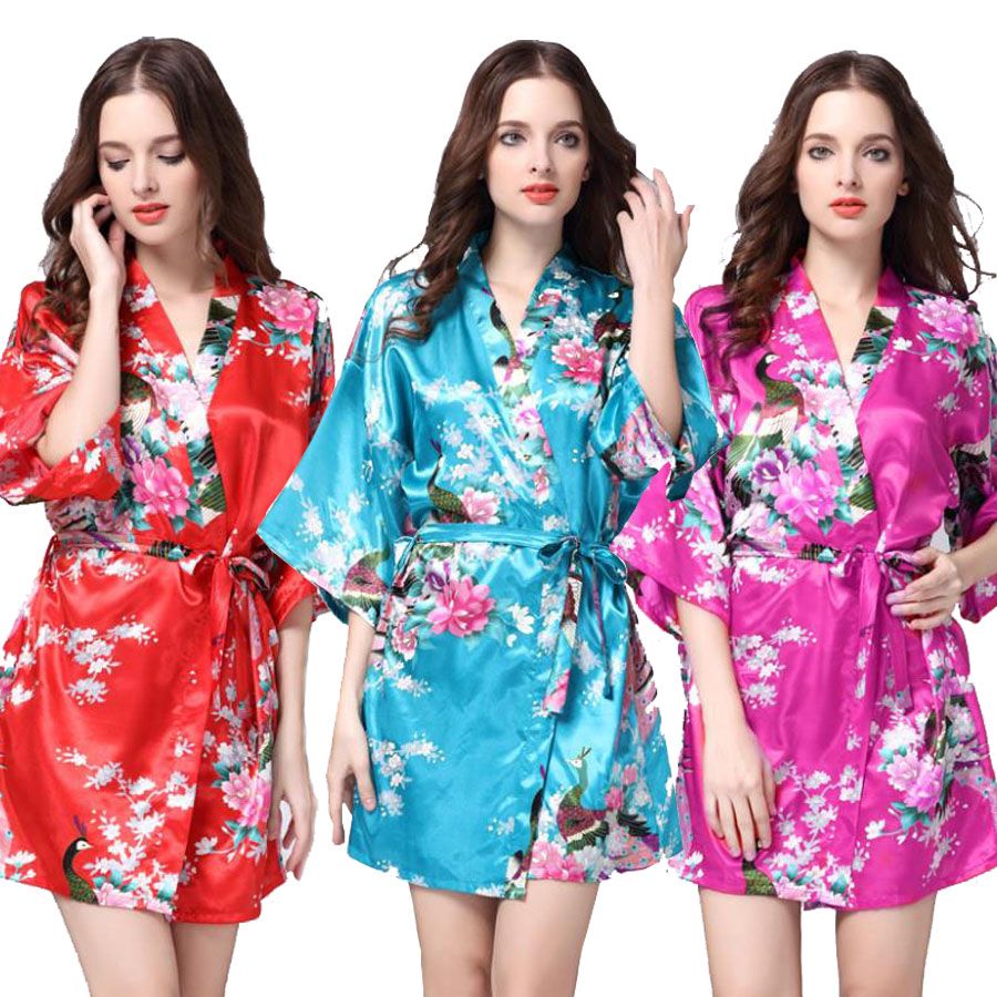 floral print silk robe