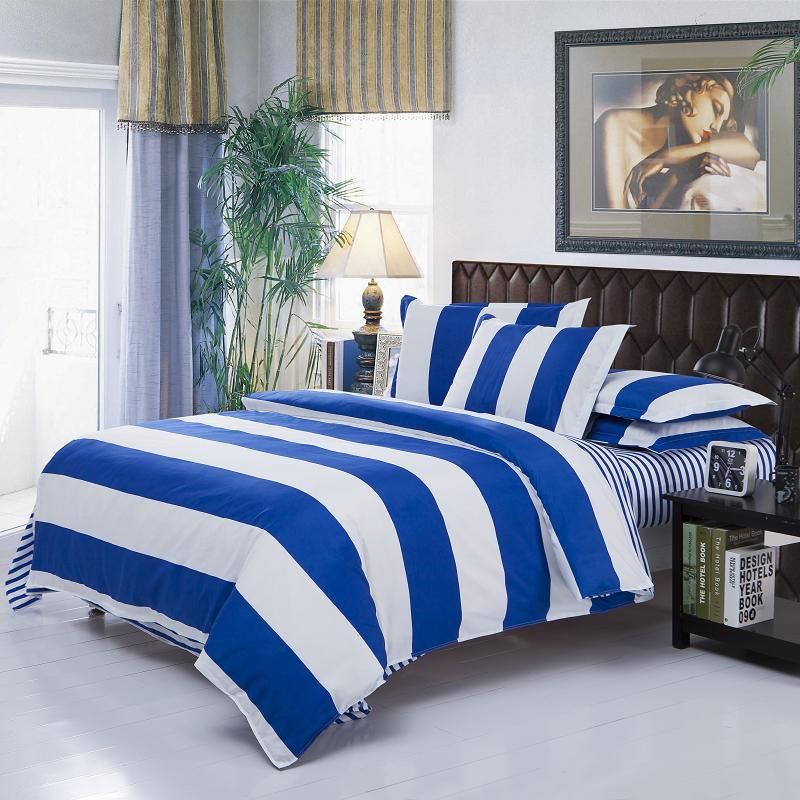 Whole Modern Simple White Blue Stripe Bedding Sets Whole Modern Simple White Blue Stripe Bedding Sets Comforter Duvet Covers King Queen Full Size Bedspread Bedclothes Set