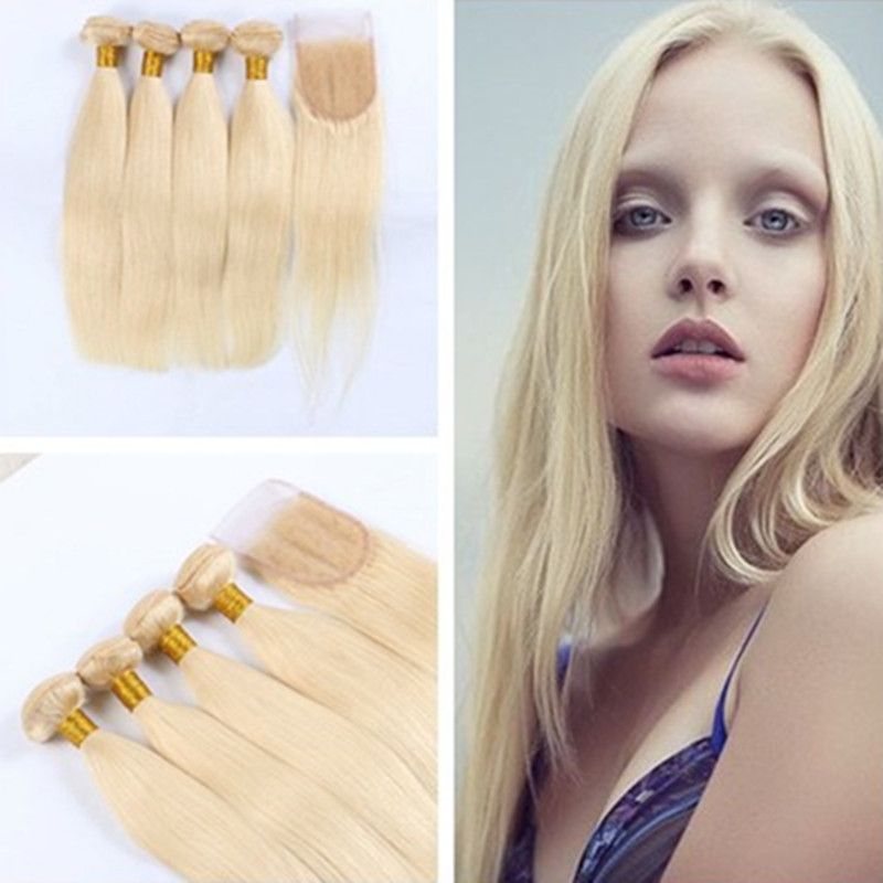 8a Brazilian Unprocessed Virgin Human Hair Straight Blonde 4