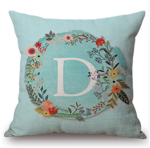 Aqua Blue Flower Wreath Letter Monogram Decorative Sofa Throw Pillow Cool Monogrammed Decorative Throw Pillows Aqua Blue Flower Wreath Letter Monogram Decorative Sofa Throw Pillow Cool Monogrammed Decorative Throw Pillows