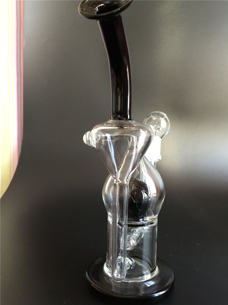 Best Glass Bongs Glass Beach Black Ball Perc Recycler Vapor Pipe Spiral