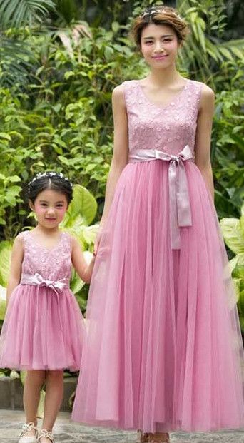 mother and daughter long gown