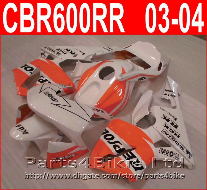 Repsol White Orange Bodykit Style For Honda Cbr600rr 2003 2006 Cbr