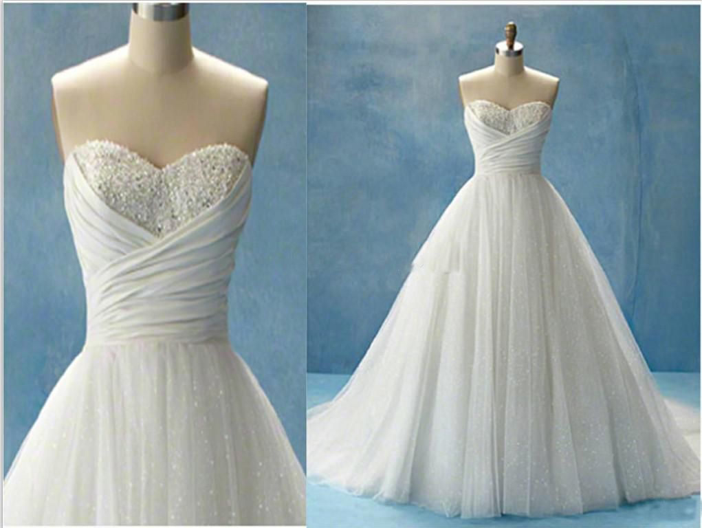 White Cinderella Beach Wedding  Dresses  Glitter Ball Gown  