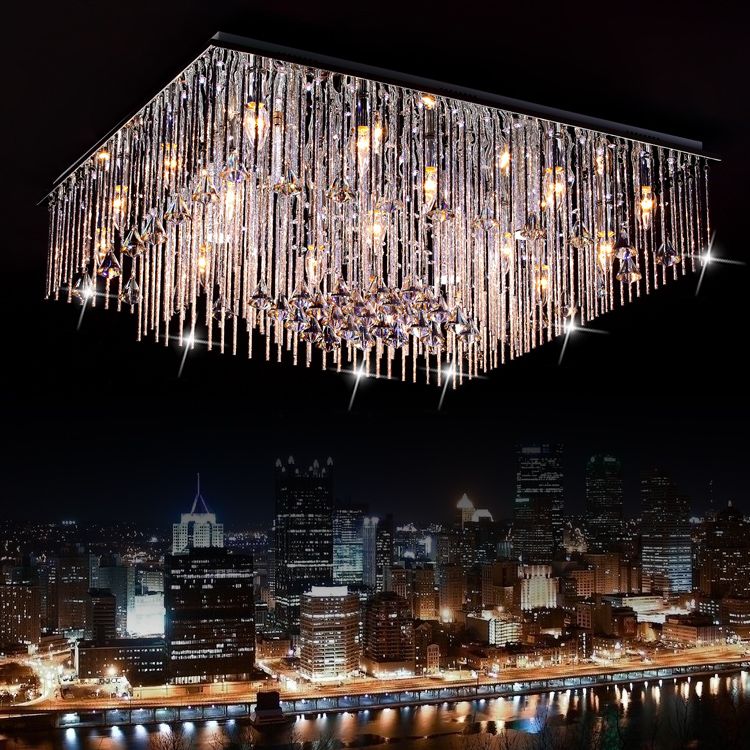 New Design Modern Led Rectangle Chandelier Ceiling Light Luxury New Design Modern Led Rectangle Chandelier Ceiling Light Luxury Crystal Lamp Brilliant Er Glass Bars Chandeliers