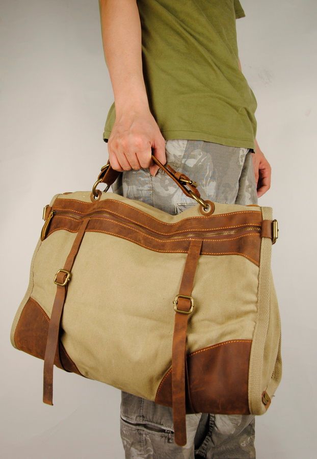 Vintage Retro Military Canvas Leather Men Travel Bags Men Weekend Luggage & Bags Sports ...