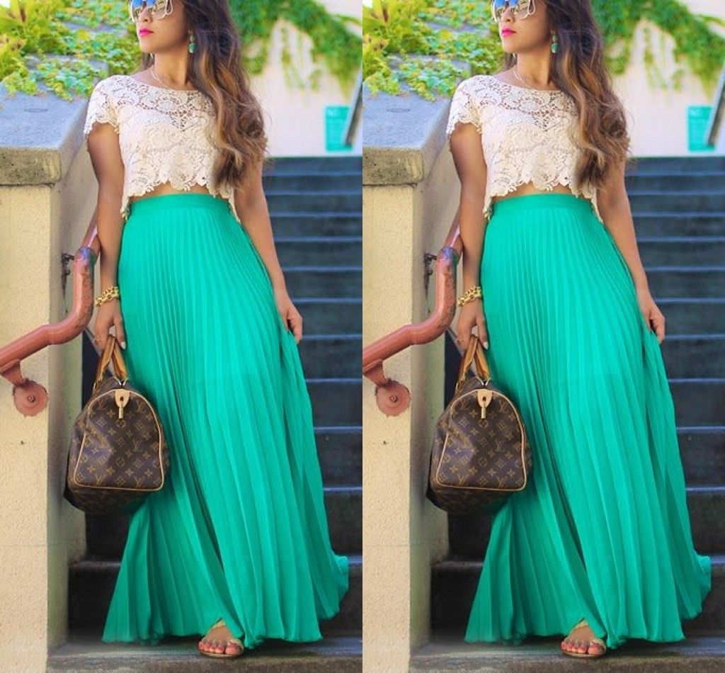 high waisted chiffon maxi skirts