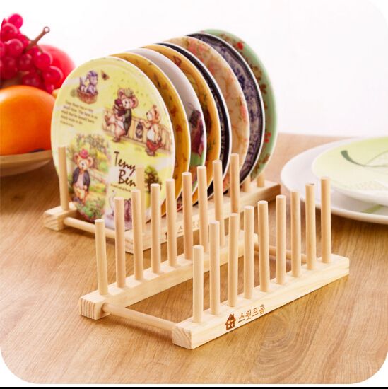 2019 New Wood Kitchen Storage Rack Kitchen Utensils Dish Rack Dinner