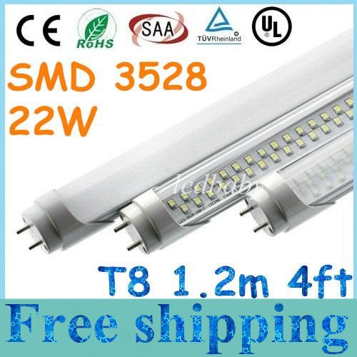 Super Bright 22W SMD 3528 T8 1.2m 4ft Led Tube Lights Warm/Natural/Cool