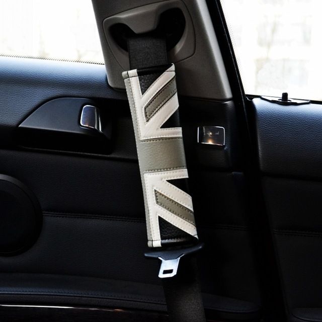 Interior Accessories Seat Belts Padding Black Union Jack Seat Belt Pads