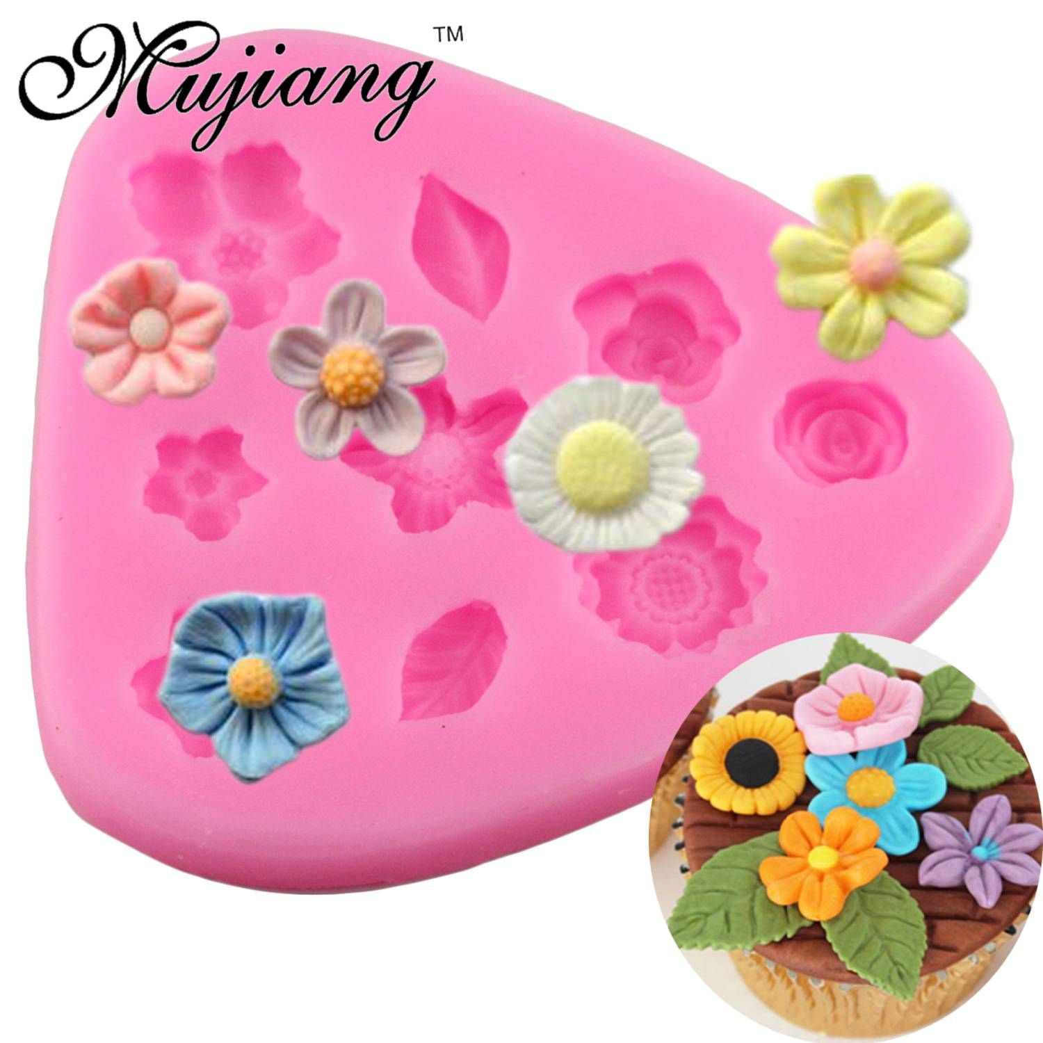 Baking Molds Cake Border Silicone Flower Leaf Fondant Mold Cake Decorating Tool Cupcake Chocolate Candy Fimo