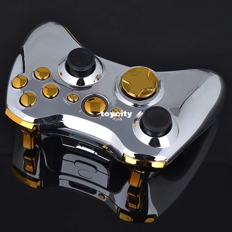 Chrome Silver Full Shell Gold Buttons For Xbox 360 ...