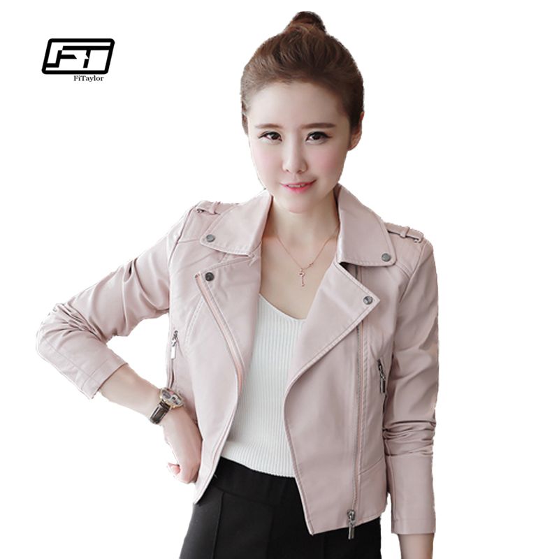 2018 X201811 New Autumn Winter Women Leather Jackets Soft Pu Pink 2018 X201811 New Autumn Winter Women Leather Jackets Soft Pu Pink Coats Short Design Slim Cute Faux Motorcycle Outwear From Huang01