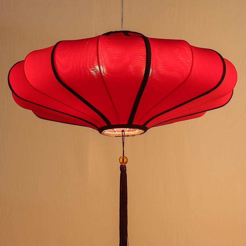 Chinese Cloth Art Chandelier Modern Creative Restaurant Hotel Tea Chinese Cloth Art Chandelier Modern Creative Restaurant Hotel Tea House Terrace Style Antique Red Lantern Bedroom Hanging Lights Ceiling