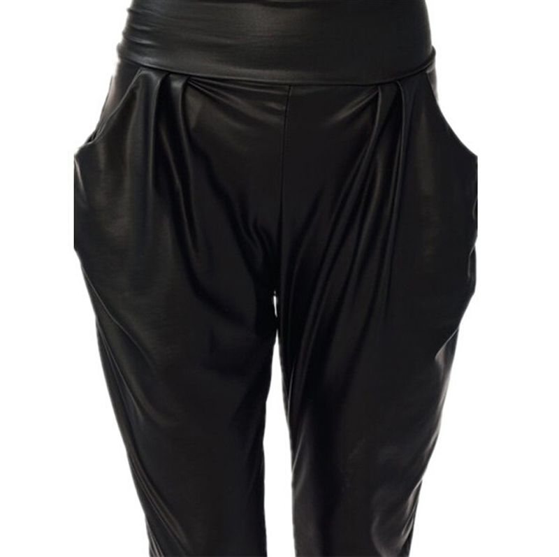 Acquistare New Fashion Hight Waist Pantaloni Morbidi In Ecopelle Da Donna  Pantaloni Casual Con Cavallo Basso Pantaloni Larghi Harem Pantaloni Lunghi  Economico | Consegna Veloce E Qualità | It.Dhgate