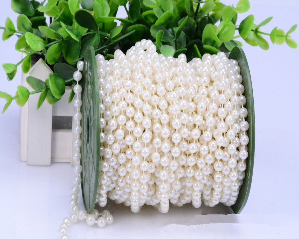 New 33ft Ivory Pearl Strands Garland Spool 8mm Beads Wedding