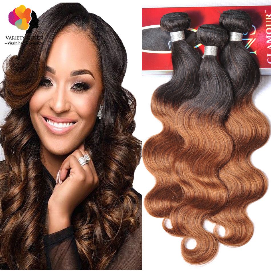 Omber Body Wave 4 Bundles T1B 2730 Honey Blonde Peruvian Virgin