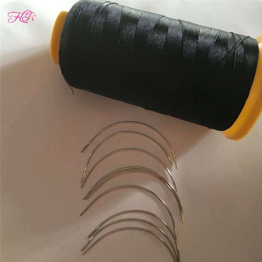 2020 Hair Weaving Needles And Thread 100Units Curved Hair Weaving Needles +1 Roll Nylon Hair