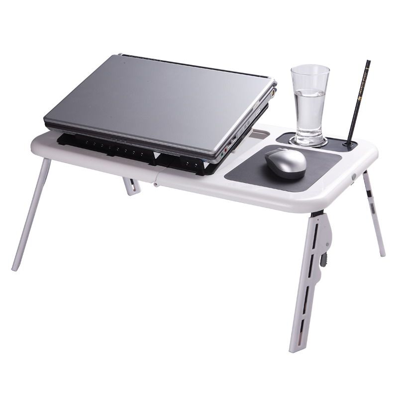 Portable Adjustable Folding Laptop Table Foldable Stand Desk Portable Adjustable Folding Laptop Table Foldable Stand Desk With 2 Usb Cooling Fans Mouse Pad Zone For Sofa Bed Floor C1727