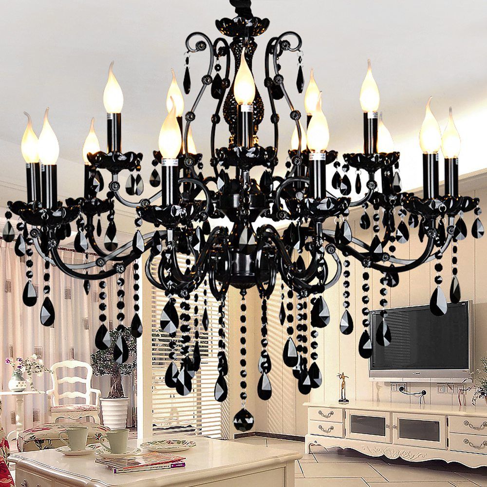 European Black Crystal Living Room Chandeliers Luxury Dining European Black Crystal Living Room Chandeliers Luxury Dining Ceiling Pendant Hotel Lobby Restaurant Hanging Fixtures Low Voltage