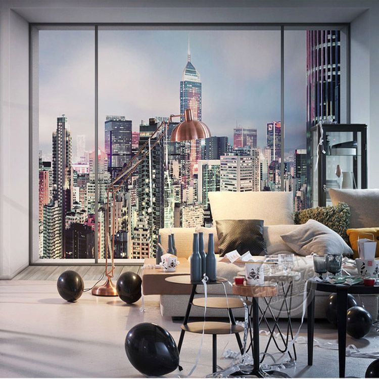 City Wall Murals 3d window city landscape photo wallpaper large wall mural new york City Wall Murals 3d window city landscape photo wallpaper large wall mural new york
